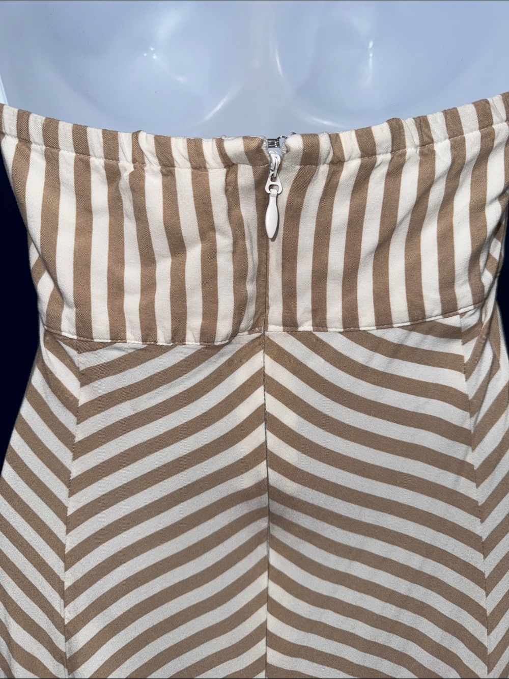 New York & Company - Beige Striped Halter Maxi Dress Size Small - Picture 13 of 16